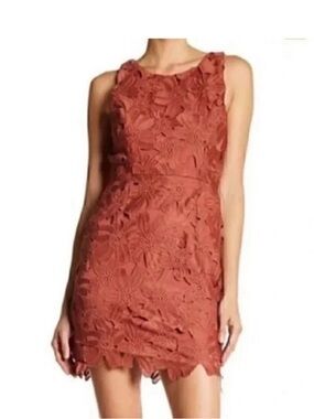 Astr The Label Floral Lace Sleeveless Sheath Dress Pink Woodrose